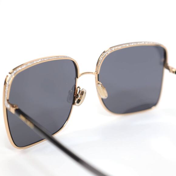 Jimmy Choo Oversized Square Aliana Sunglasses - Gold/Black - NWT - Picture 10 of 11